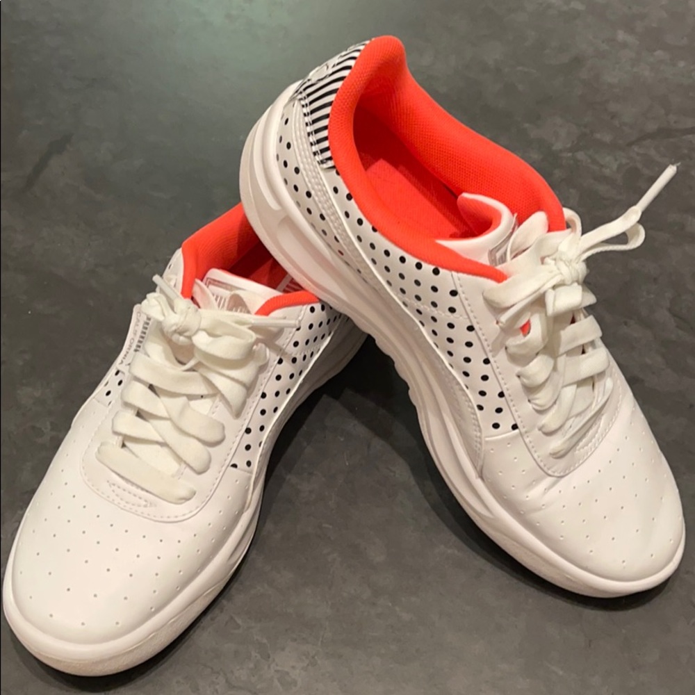 Women's White Sneakers with Coral Lining - Casual Lace-Up Athletic Shoes
